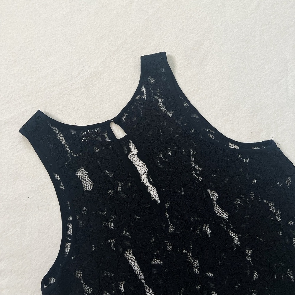 Aritzia Wilfred Black Lace Silk Trim Sleeveless Sheer Blouse XS Romantic Elegant - Picture 11 of 15